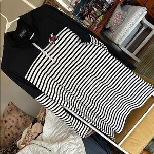 Black and White Striped Quarter-Zip dress